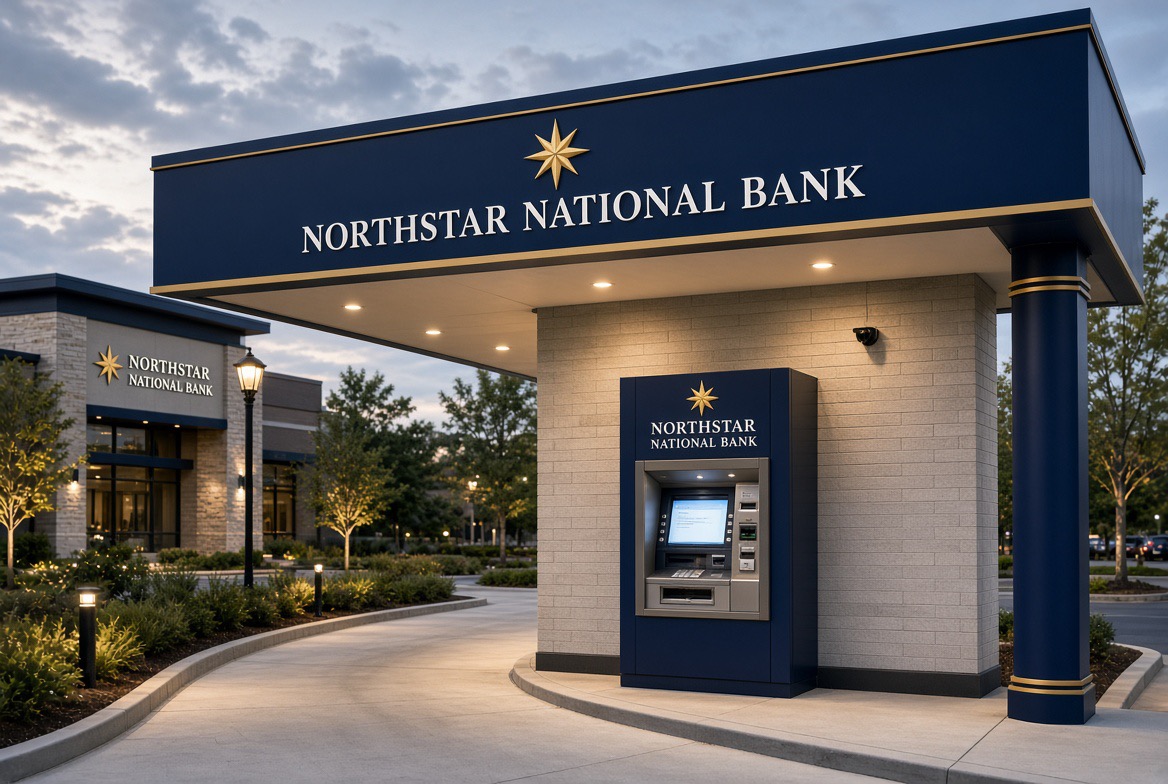 Northstar National Bank branch exterior with ATM